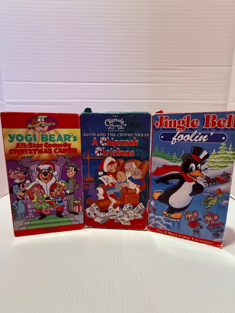 Vintage Christmas VHS Lot Yogi Bear Chipmunks Jingle Bell Foolin Holiday Cartoon